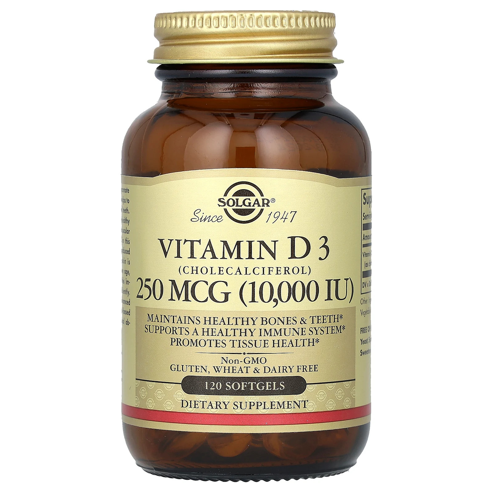 Vitamin D3 (Cholecalciferol), 250 mcg (10,000 IU), 120 Softgels