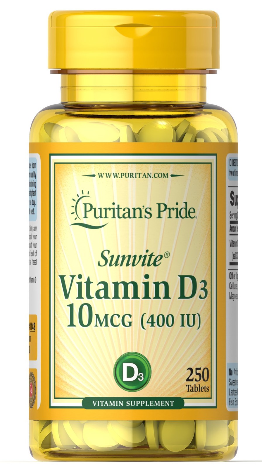 Puritan’s Pride Vitamin D3 400 IU – 250 Tablets