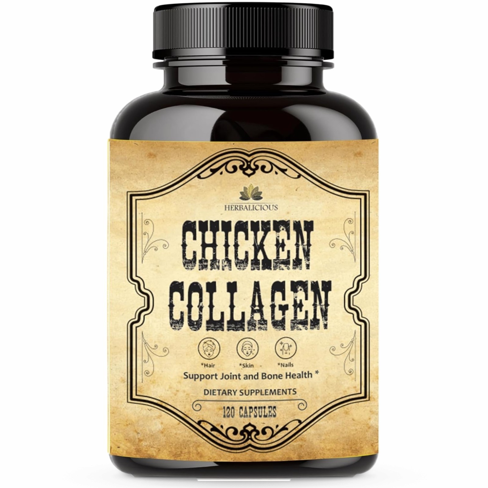 Chicken Collagen 120 Capsules Supplement for Joint, Skin & Bone Support