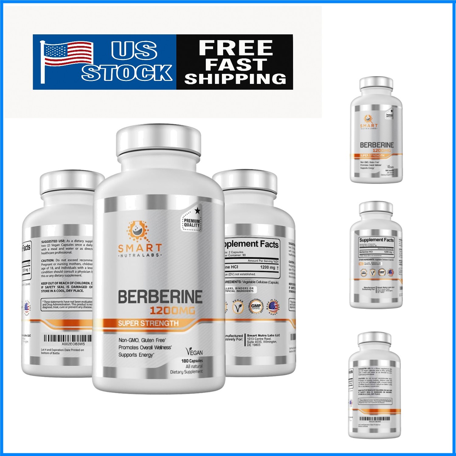 Berberine Supplement 100mg – 180  Capsules for Healthy Blood Sugar