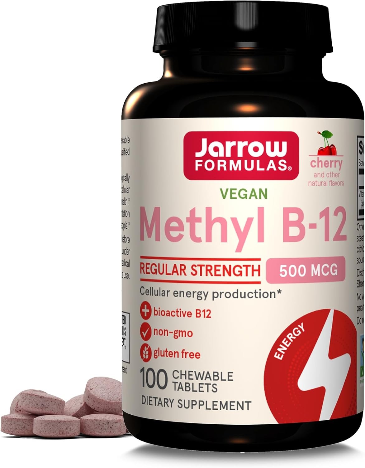 Jarrow Formulas® Methyl B-12 Tablets, 500 mg, 100 Cherry Flavor Chewable Tablets