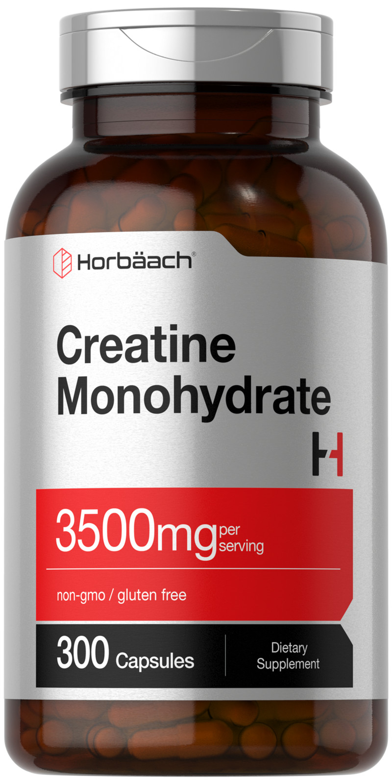 Creatine Monohydrate Capsules | 3500mg | 300 Count | Non-GMO | by Horbaach
