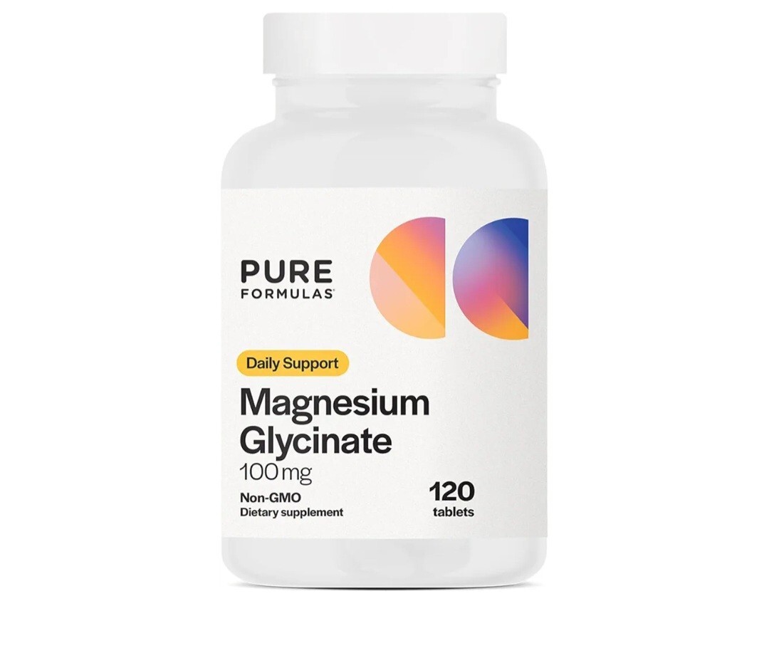 PureFormulas Magnesium Glycinate 100 mg Daily Support for Stress, Nerves, Sleep