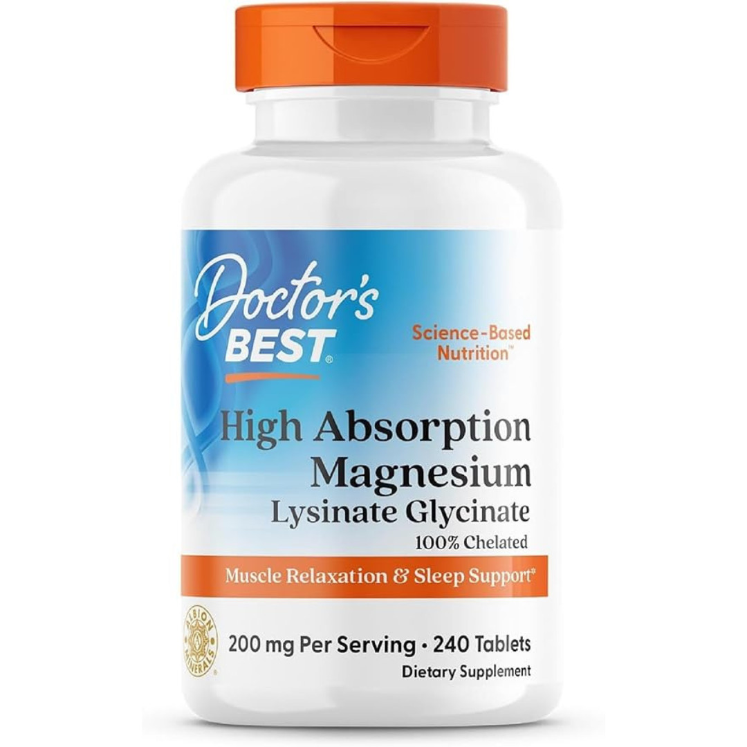 Doctor’S Best High Absorption Magnesium Glycinate Lysinate, 200mg
