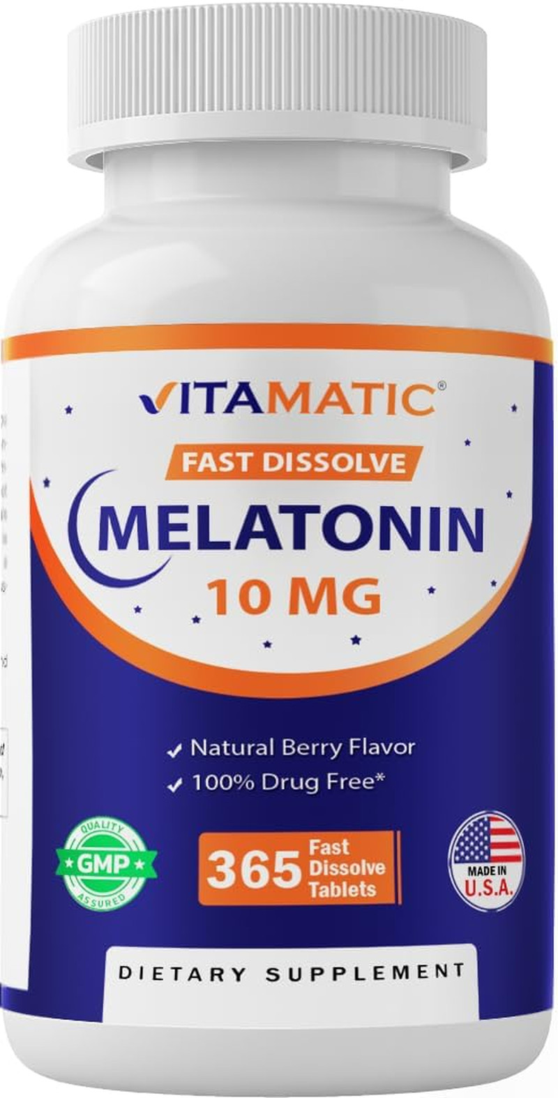 Melatonin 10 Mg Tablets | Vegetarian, Non-Gmo, Gluten-Free | 1-Year Supply | Nat