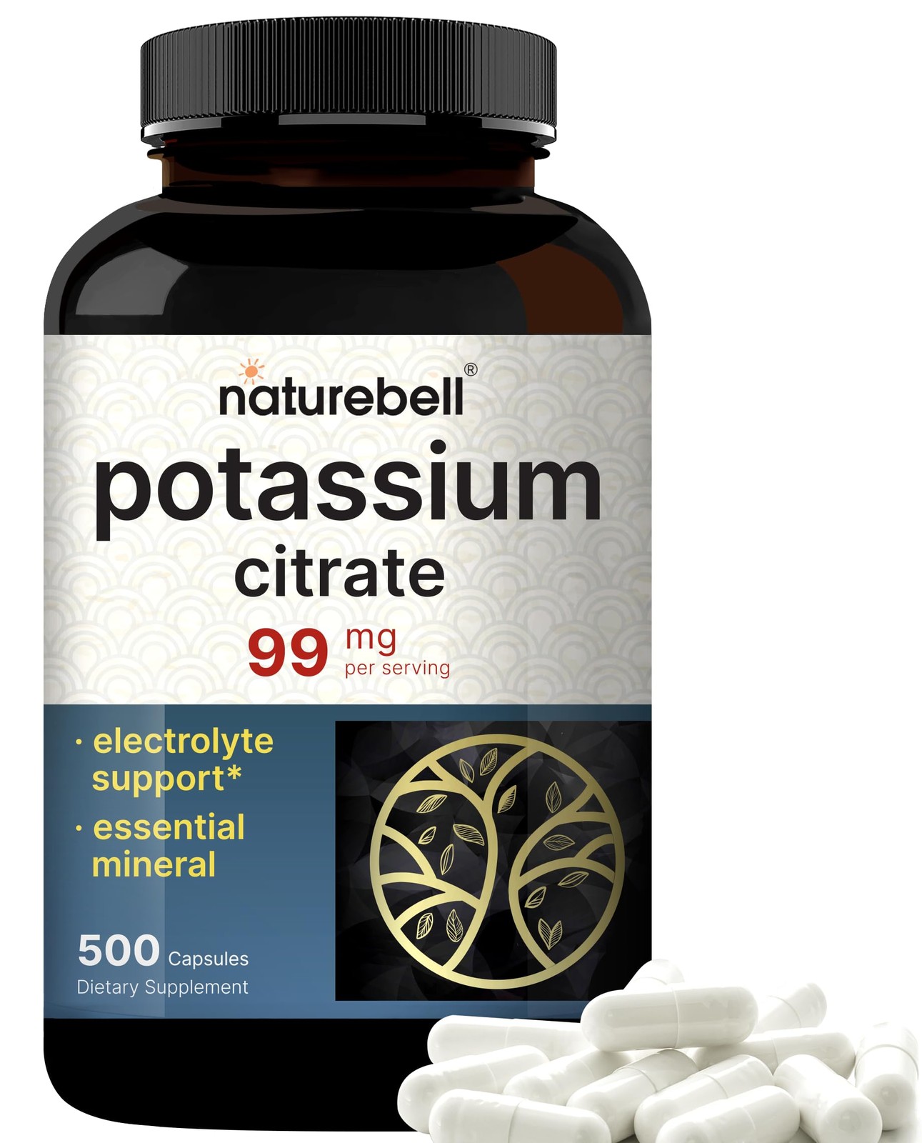 Potassium Citrate 99mg Chelated Mineral Muscle Bone Heart Health Support 500 Ct