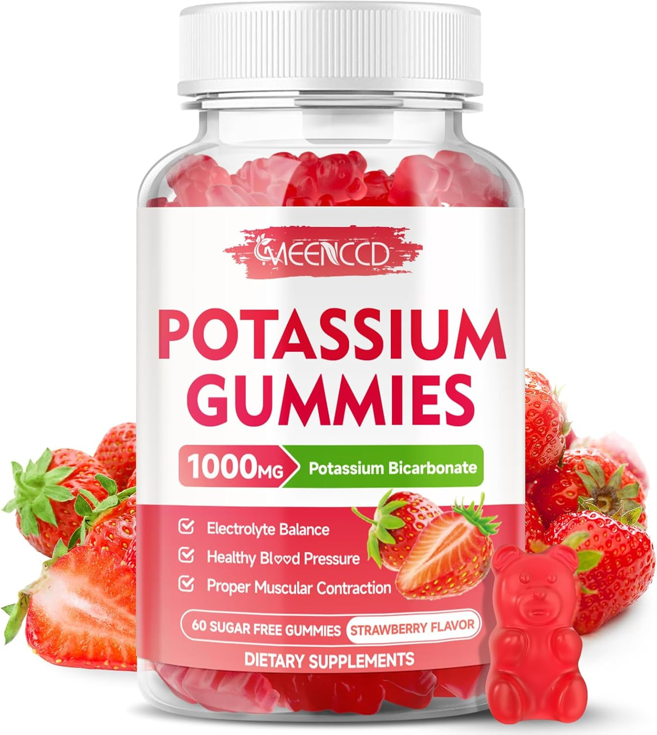 Potassium Gummies 1000Mg, Potassium Bicarbonate Supplement for Adults & Kids,…