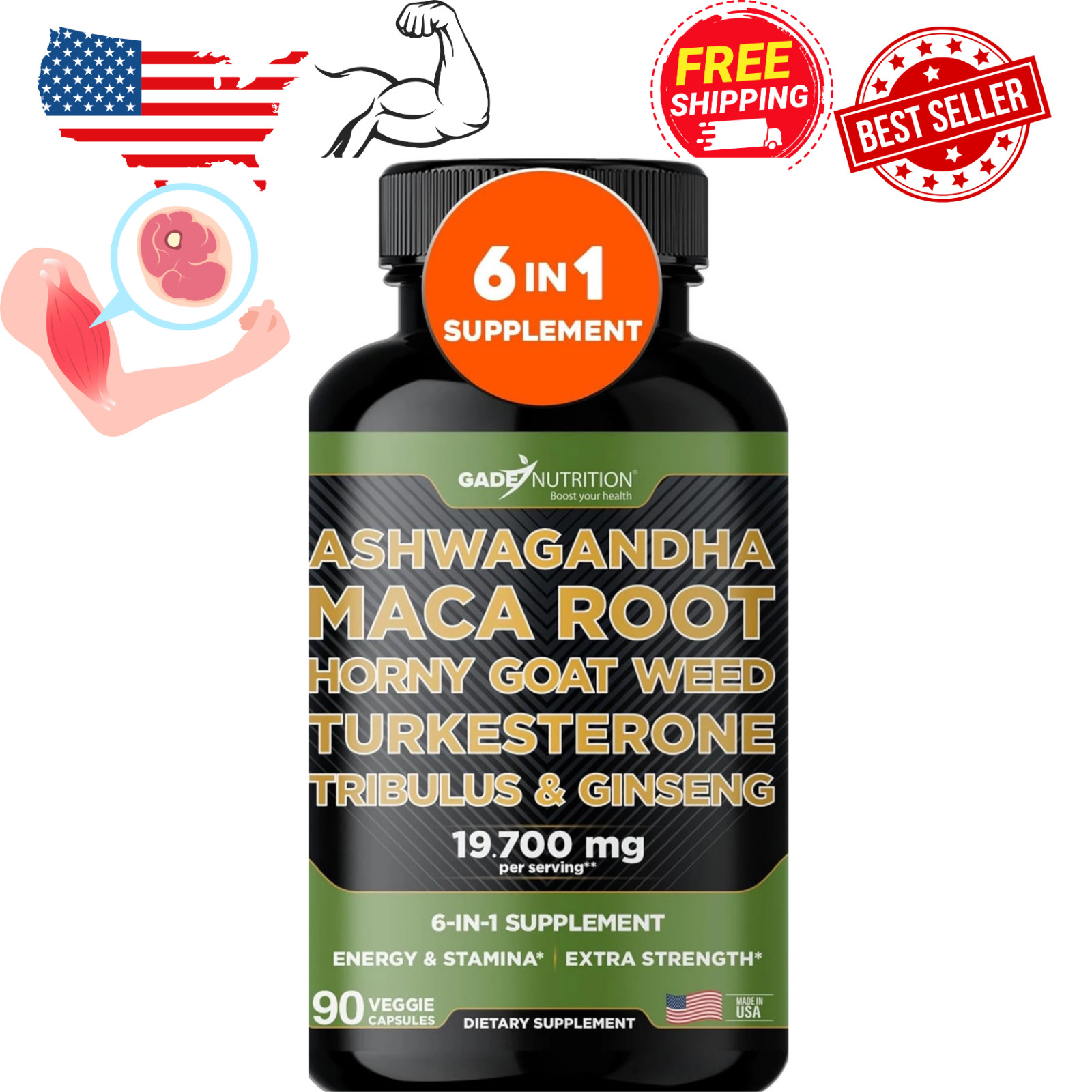 Ashwagandha – Maca Root – Horny Goat Weed – Turkesterone – Tribulus – Ginseng, 9