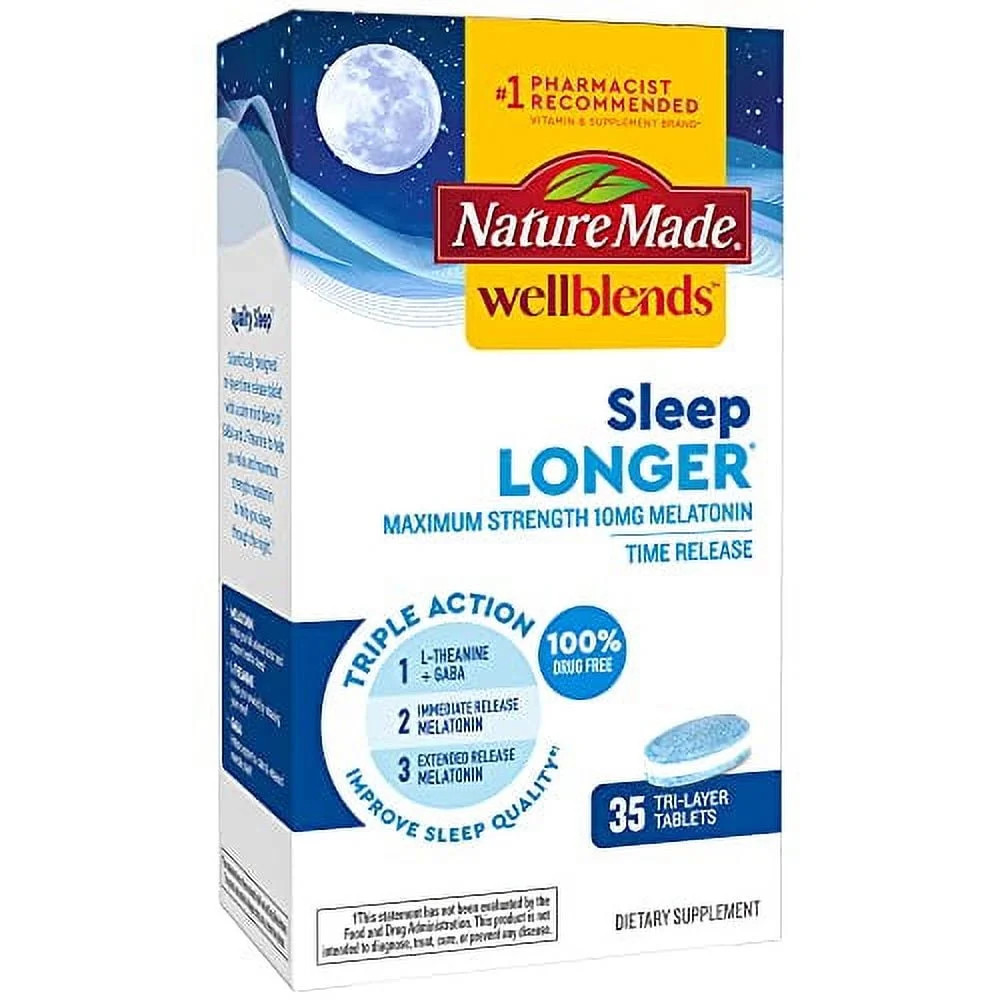 Nature Made Wellblends Sleep Longer Melatonin 10mg Time Release 35 Tablets
