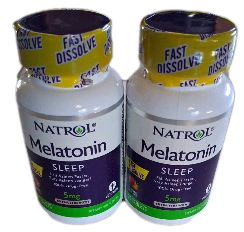 Lot of 2 of Natrol Melatonin 5 Mg Fast Dissolve 30 Tabs Strawberry EXP 05/2026