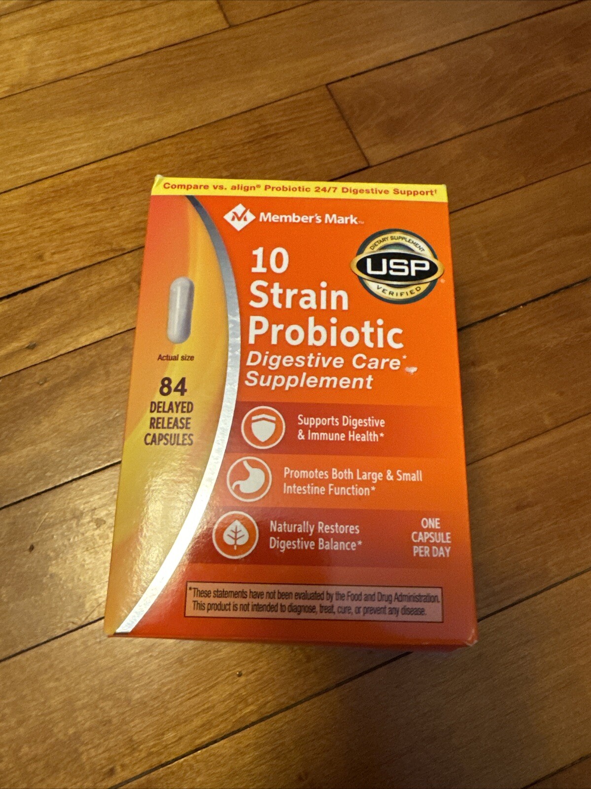 Member’s Mark 10 Strain Probiotic Capsules 84 ct. Compare To Align – BB: 03/2025