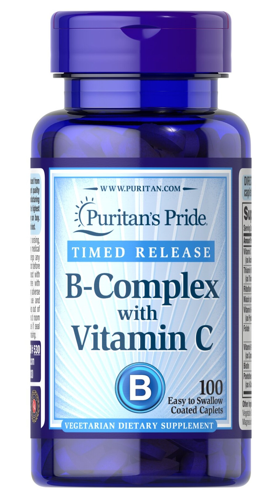 Puritan’s Pride Vitamin B-Complex + Vitamin C Time Release – 100 Caplets