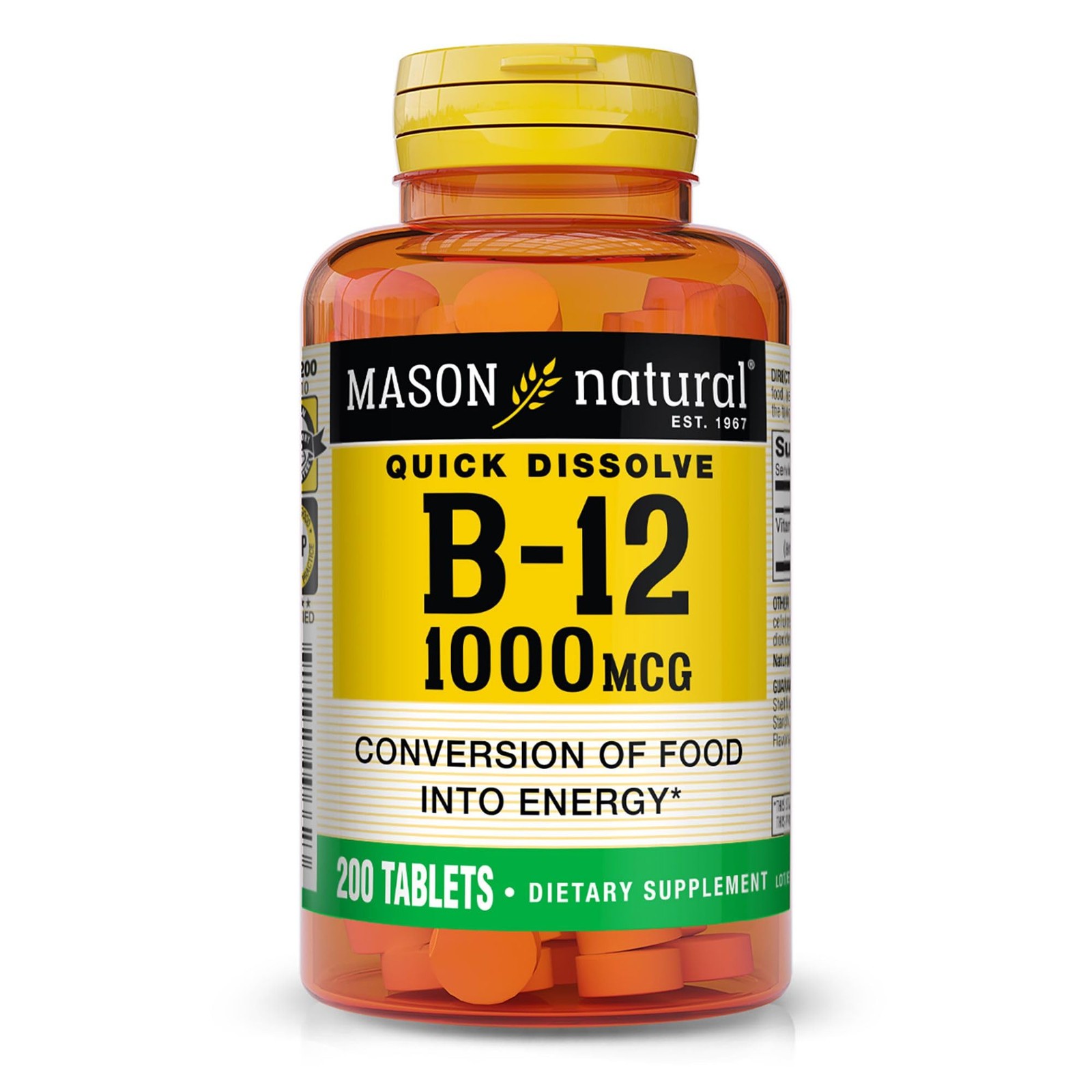 Mason Vitamins B 12 1000 mcg Dissolves Under Tongue Tablets, 200 Count