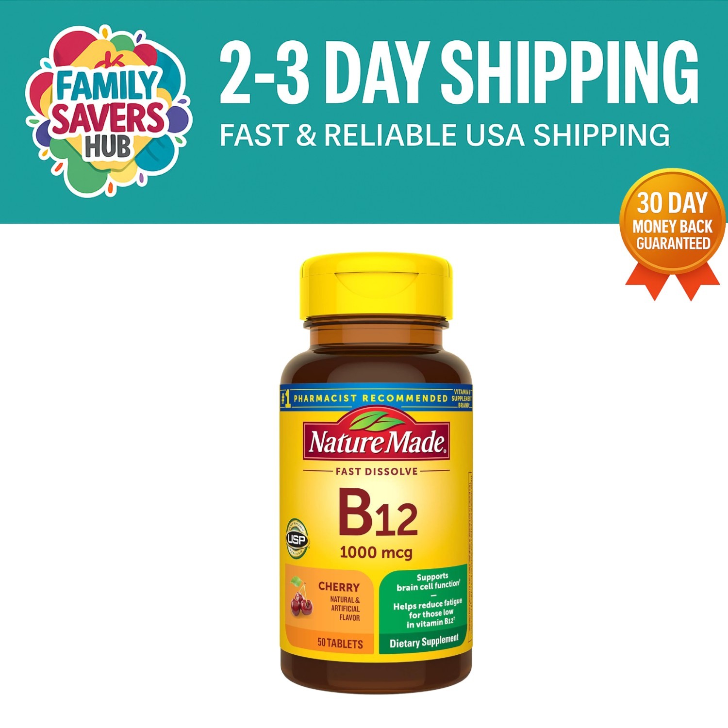 Nature Made Vitamin B12 1000 Mcg, Easy to Take Sublingual B12 for Energy Metabol