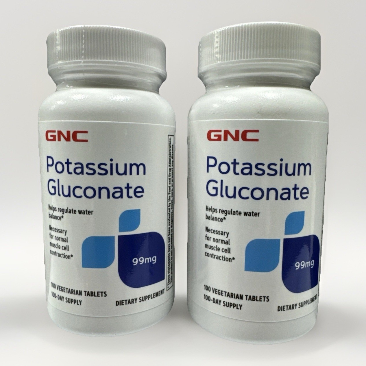 GNC Potassium Gluconate 99MG (2PK) 100 Vegetarian Tablets Each Exp. 2025