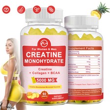 Creatine Monohydrate 3000mg Gummies w/ Creatine +Collagen+BCAA for Muscle Gain