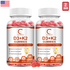 2Pack Vitamin D3 K2 Gummies – 60 Count – Support Bone Heart Immune Health
