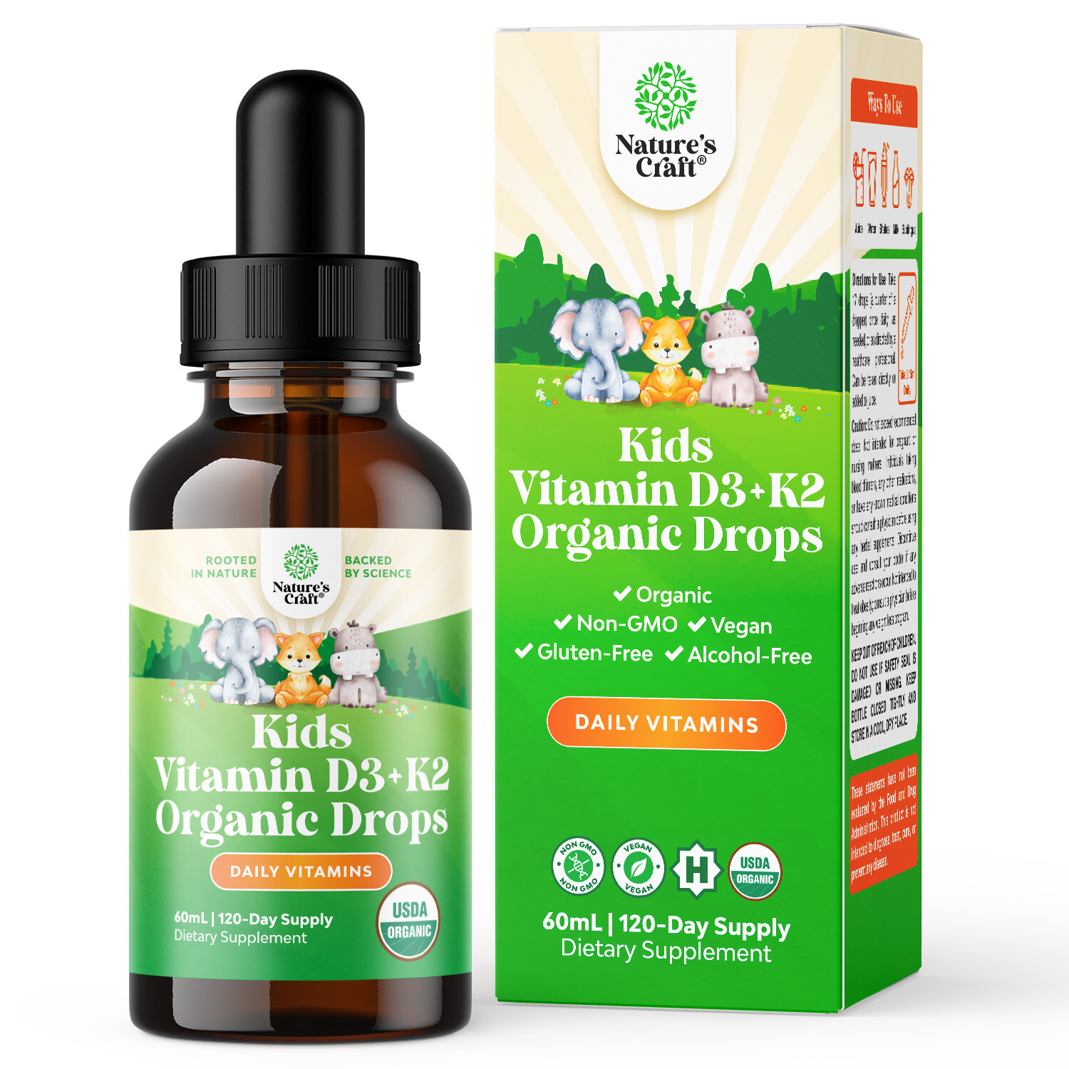 Liquid Vitamin D3 Drops for Kids – Organic Vegan Vitamin D for Kids and Babies