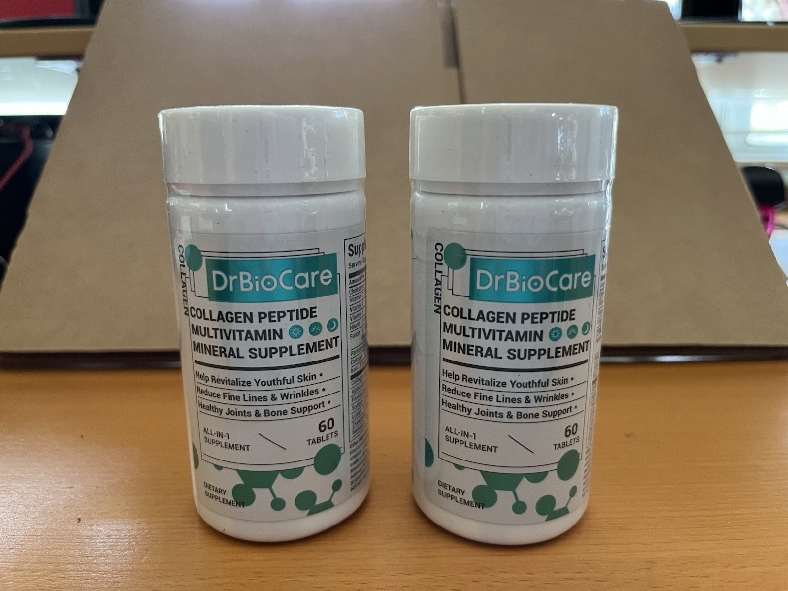 LOT 2 Pack Bottles Dr BioCare Collagen Peptide Multivitamin Mineral Supplement!