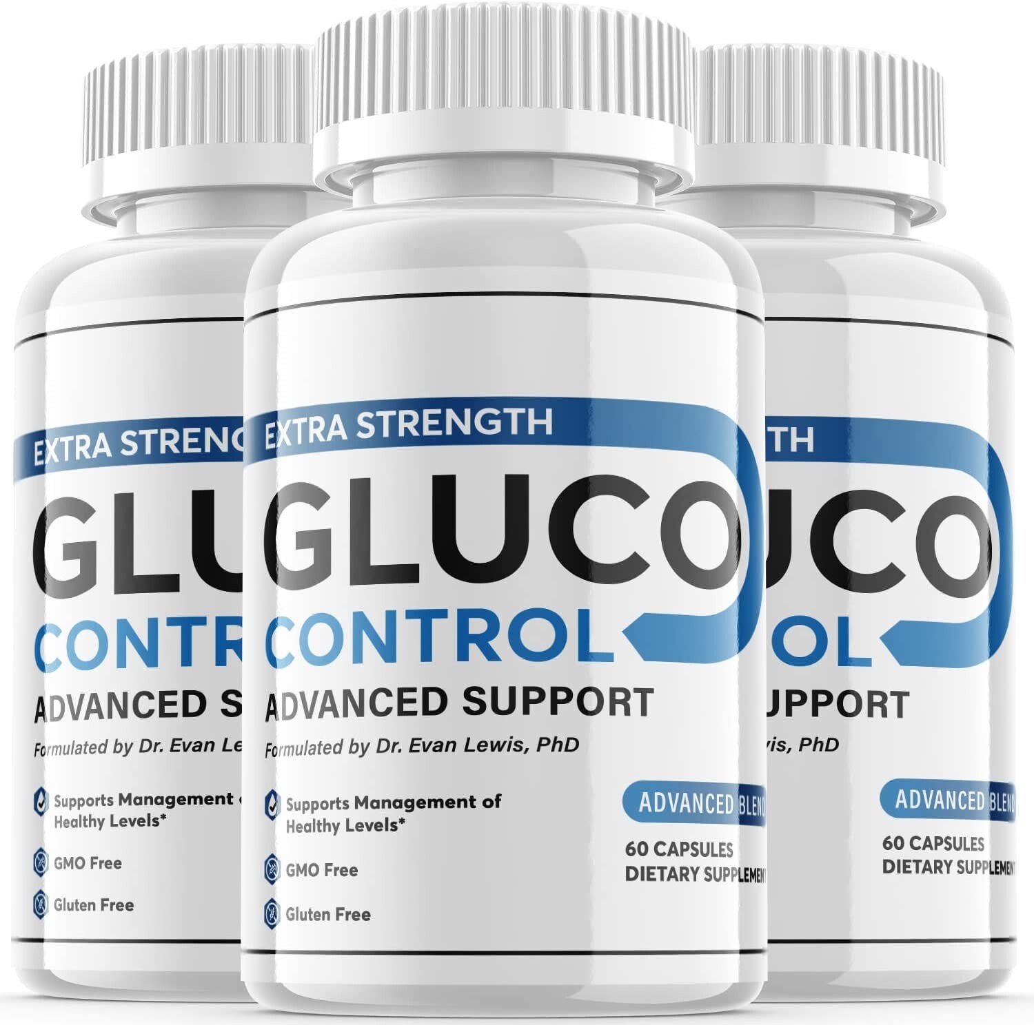 3 Pack – Gluco Control – Blood Sugar Support Supplement Extra Strength- 180 Caps