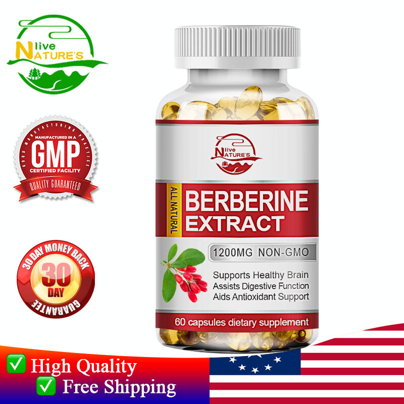 Berberine Extract Capsules 1200mg Blood Sugar Support Supplement 30 Servings