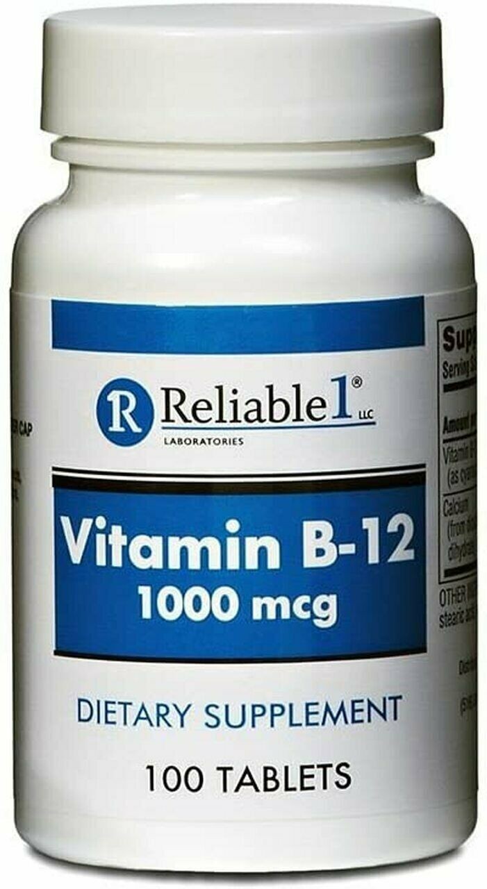 Reliable-1 Lab Vitamin B-12 Dietary Supplement Tablets 1000 mcg Each 100 Count
