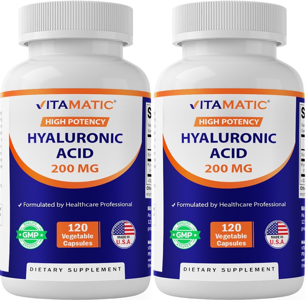 2 Pack – Vitamatic Hyaluronic Acid Supplements 200mg -240 capsules Healthy Skin