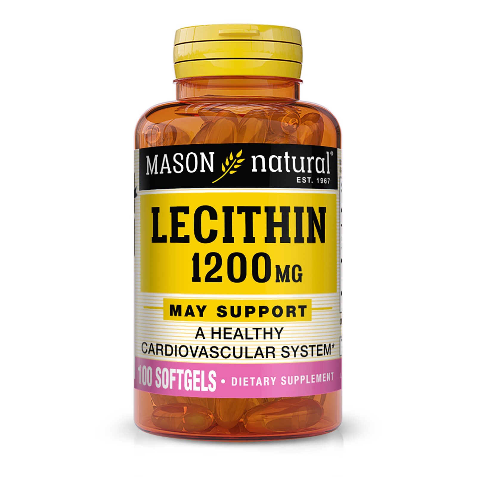 Mason Natural Lecithin 1200 mg – Healthy Cardiovascular System, 100 Softgels