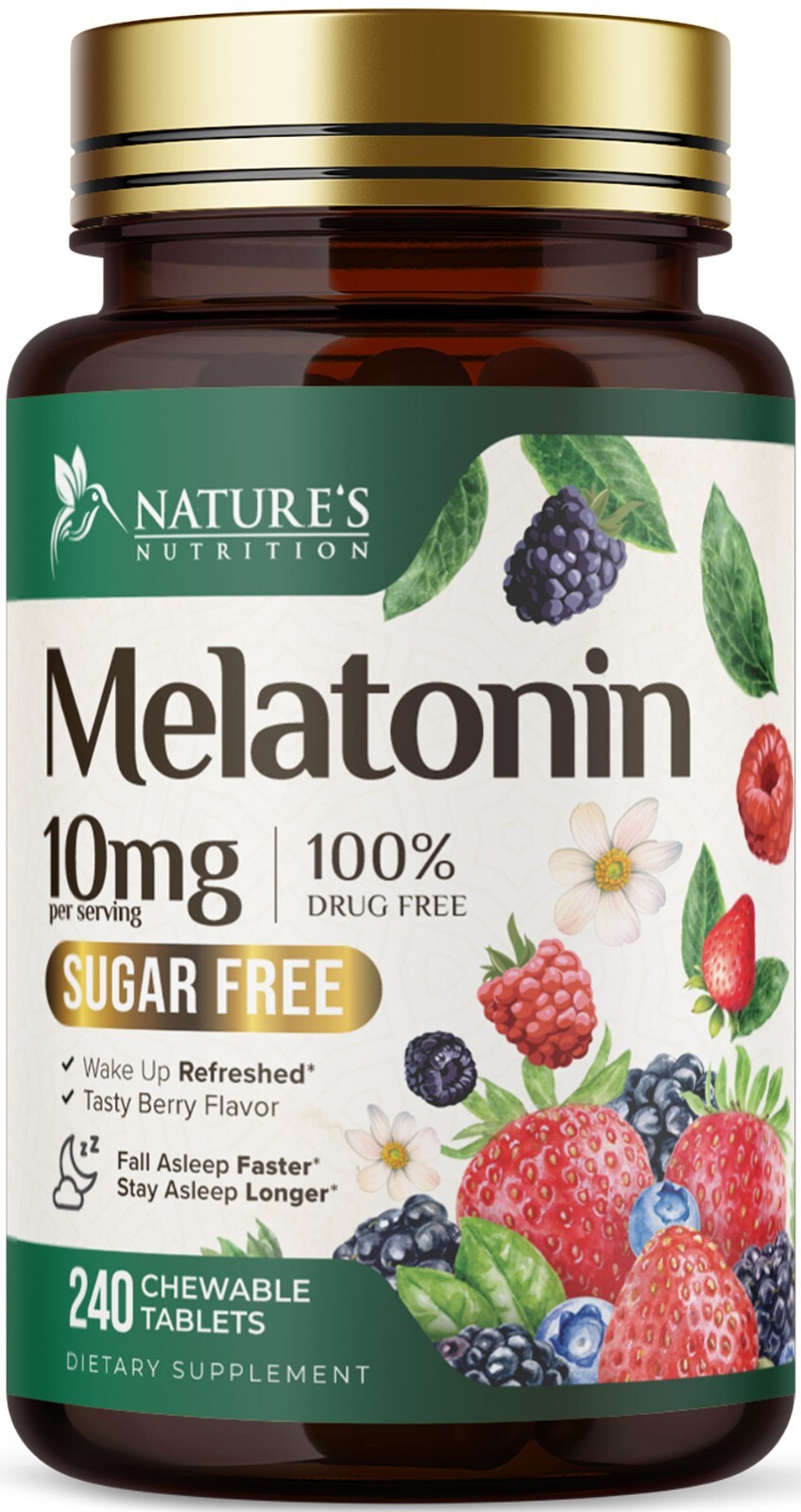 Melatonin 10mg Tablets Extra Strength Sugar Free Sleep Support for Adults