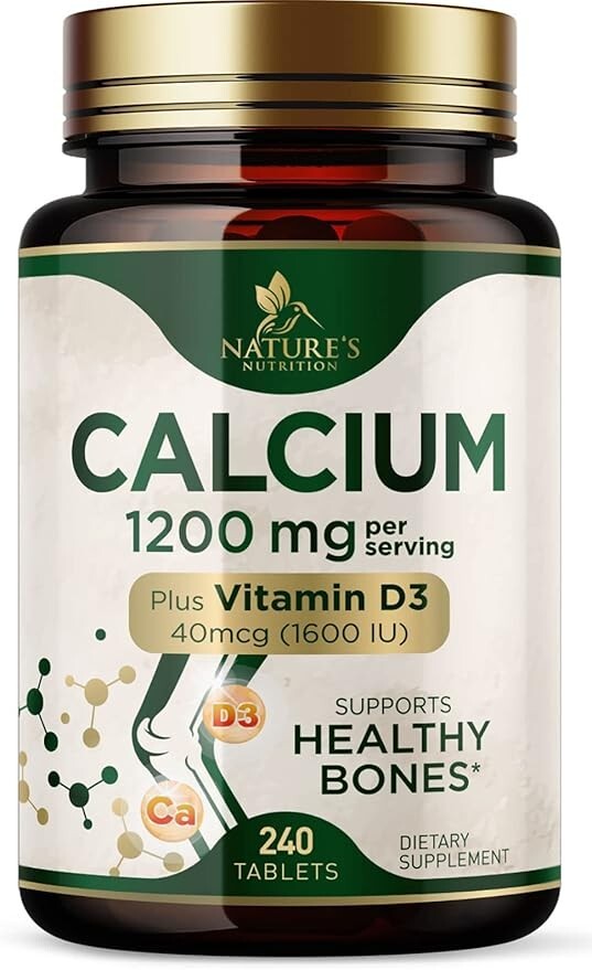 Calcium 1200 mg & 1600 IU Vitamin D3 & Calcium Supplement Supports Bone Strength