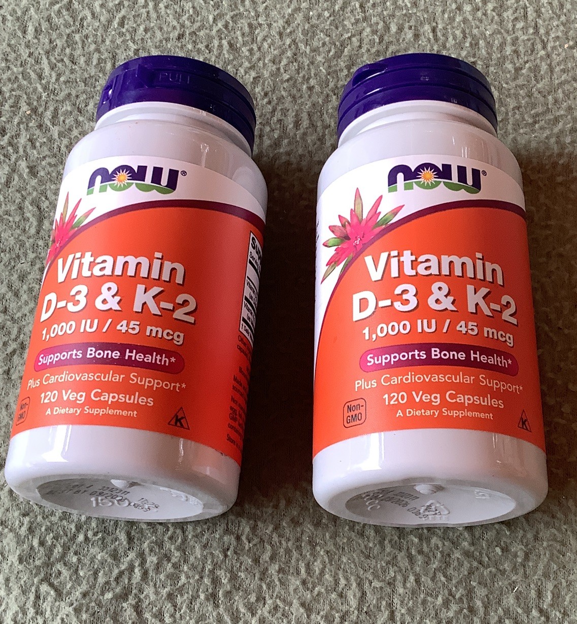 Now Foods Vitamin D-3 & K-2, 120 Veg Capsules (Pack of 2) Exp-09/2026