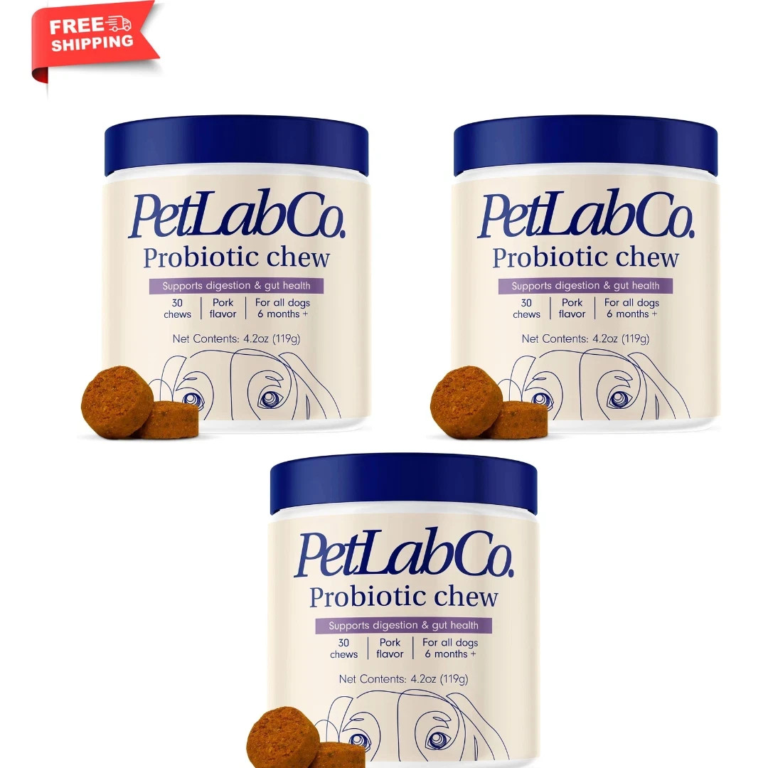 PetLabCo. Probiotic chew for Dogs, Gut & Digestive Support 30 Count, Pack of 3