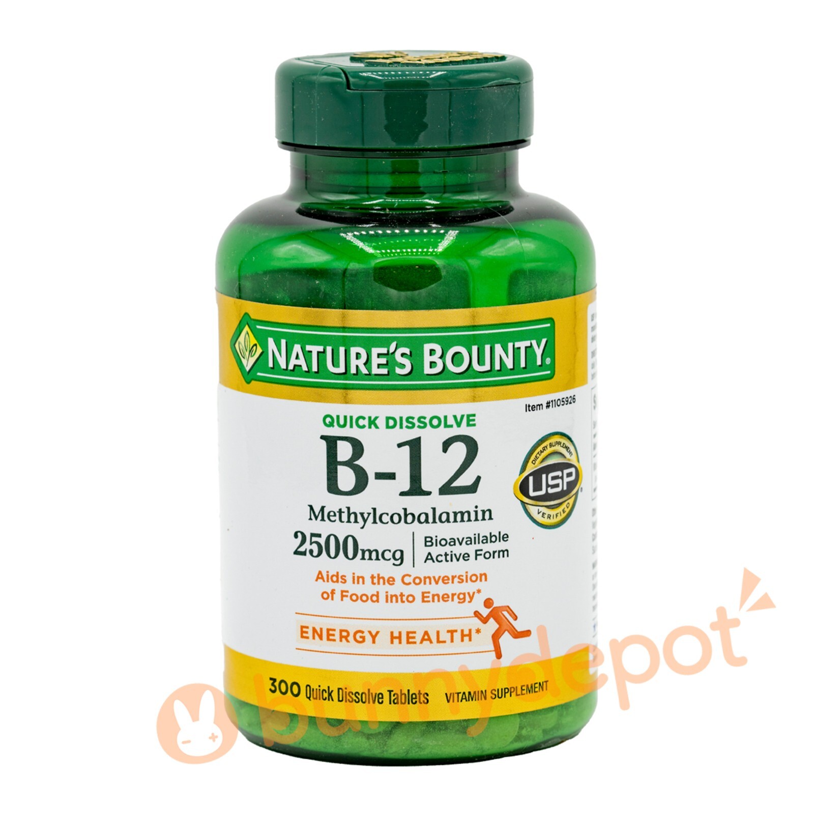 Nature’s Bounty Vitamin B-12 2500mcg 300 Tablets Quick Dissolve 2027