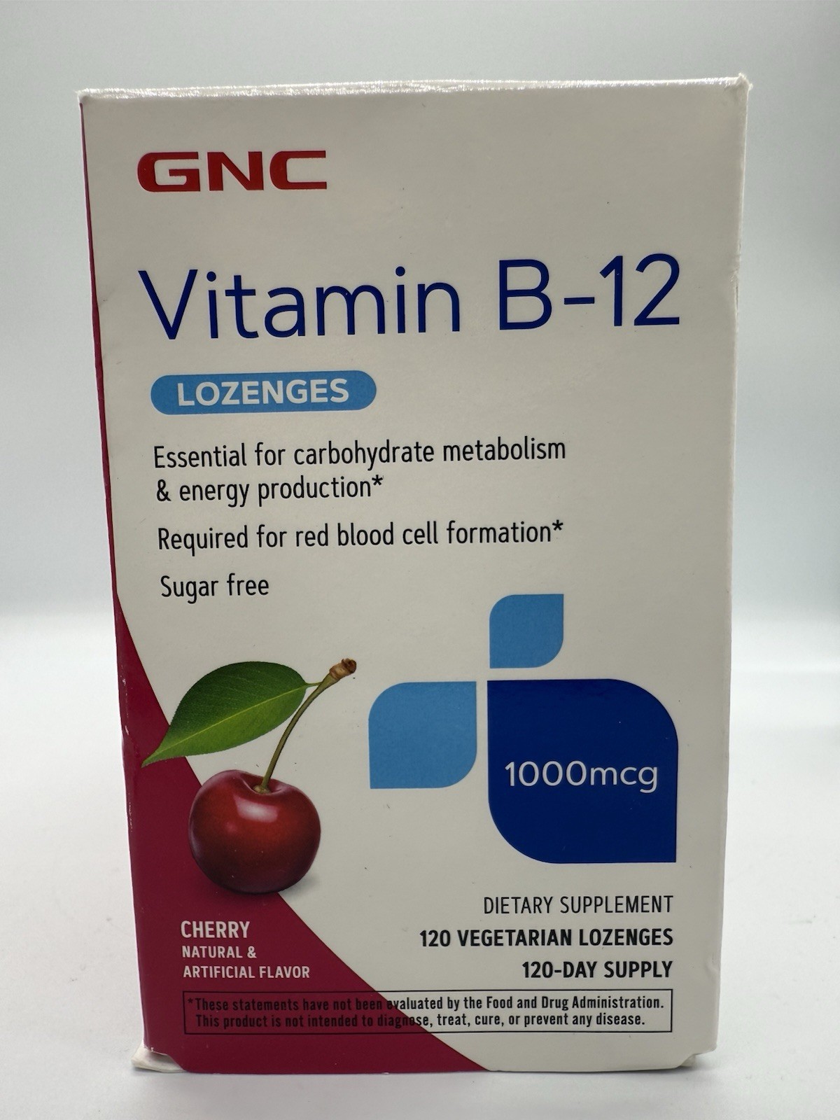 GNC Vitamin B-12 1000mcg – Cherry, 120 Lozenges Supports Energy Production 06/26