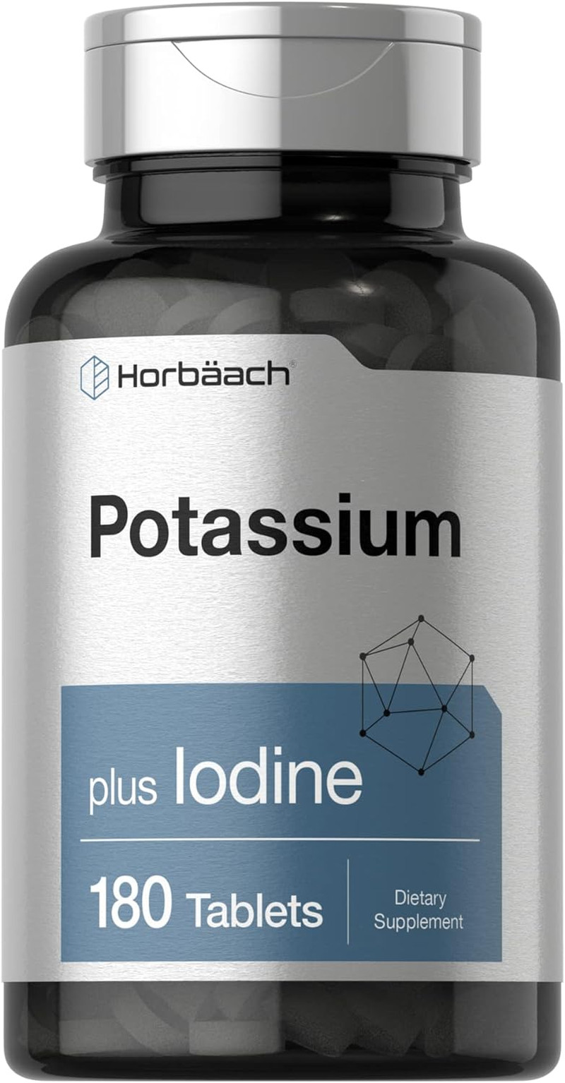 Horbaach Potassium Plus Iodine 180 Tablets Iodide Non-GMO Gluten Free Supplement