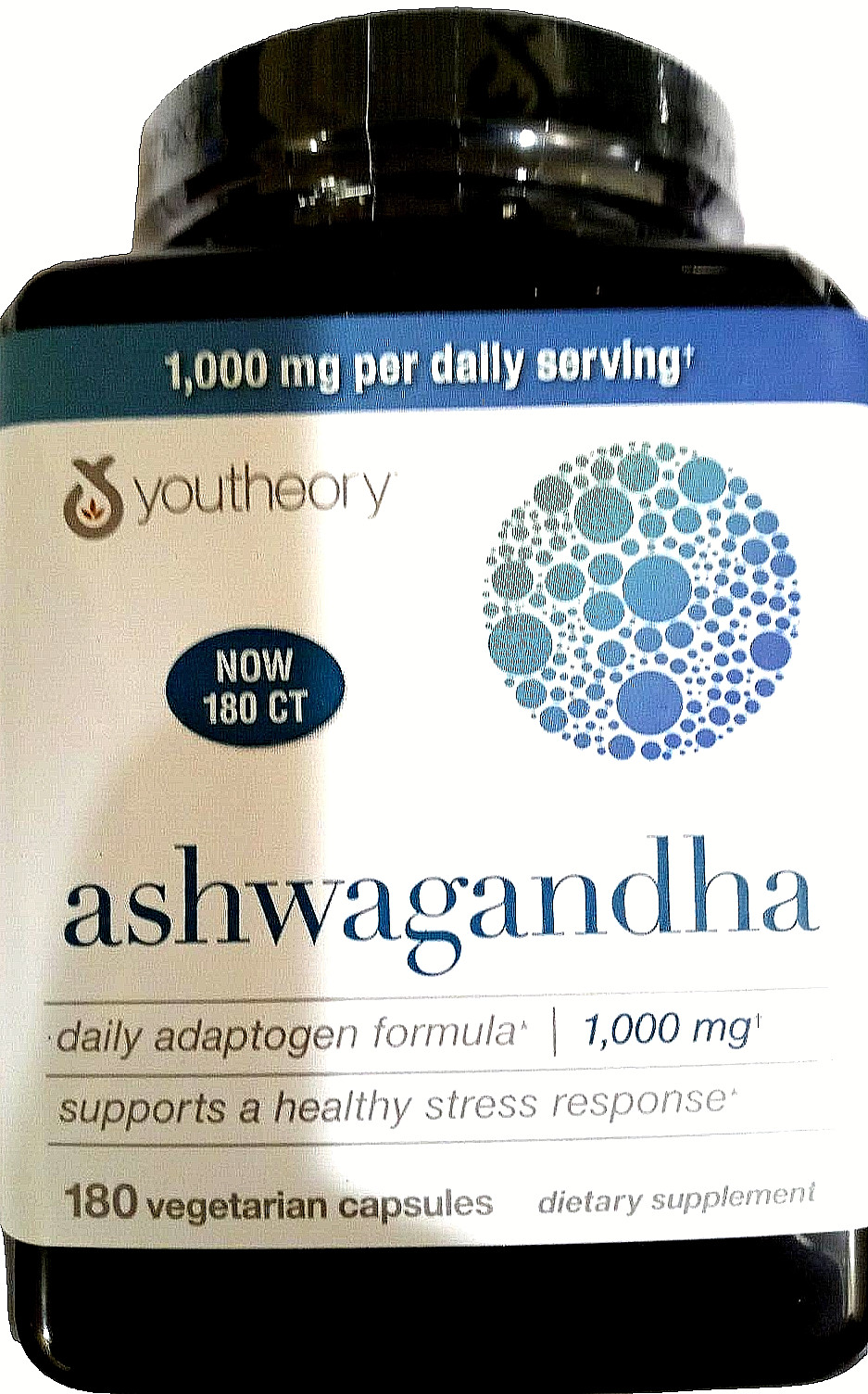 Youtheory Ashwagandha 1000 mg 180 Vegetarian Capsules EXP 05/2026