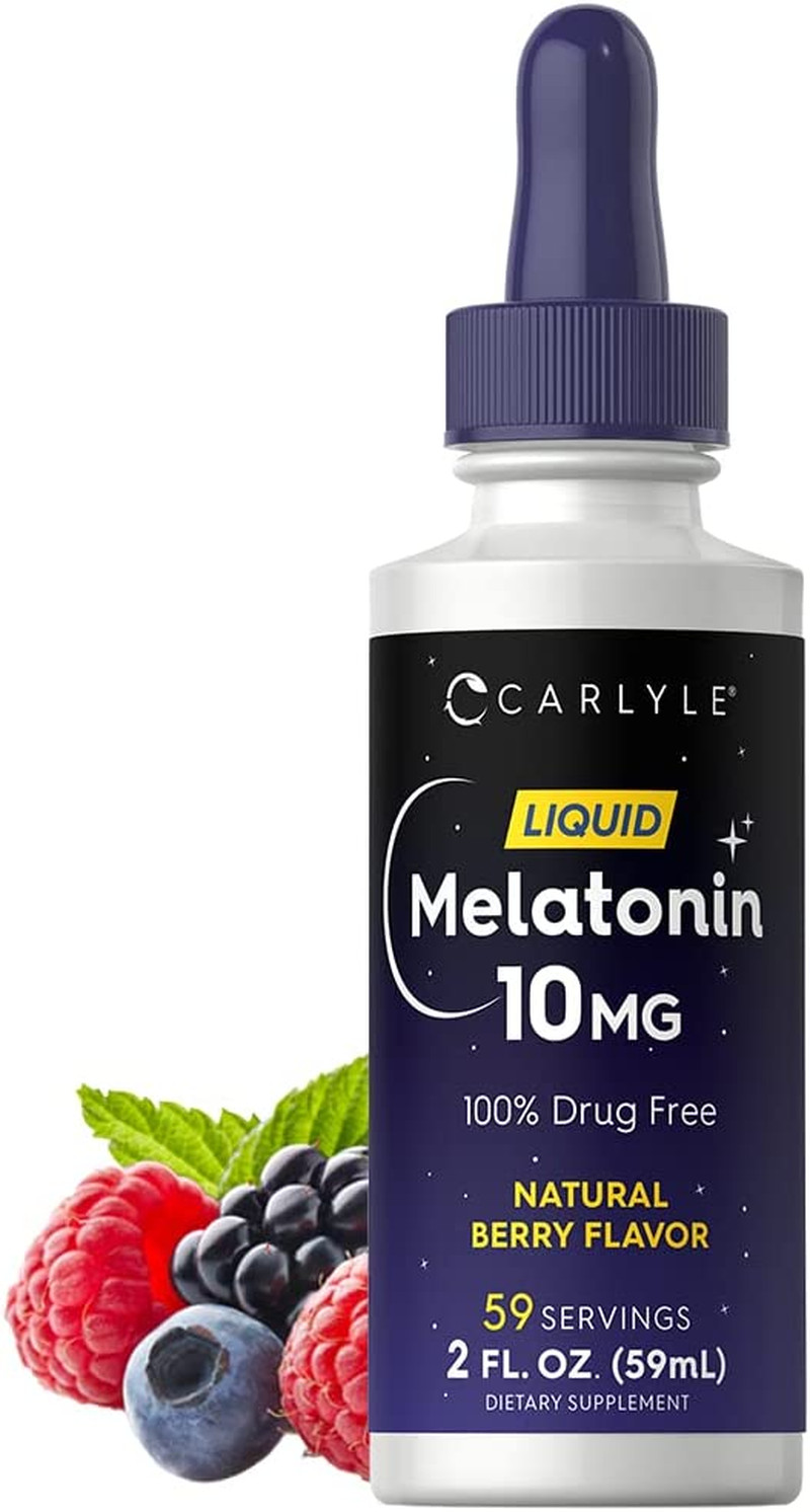 Melatonin 10mg | 2 fl oz Liquid Drops | Natural Berry Flavor | for Adults | Non