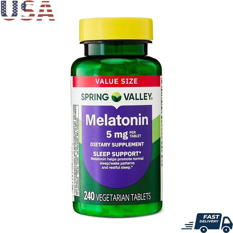 Melatonin Tablets 5mg Sleep Support 240 Count Gluten Free Vegetarian Supplement