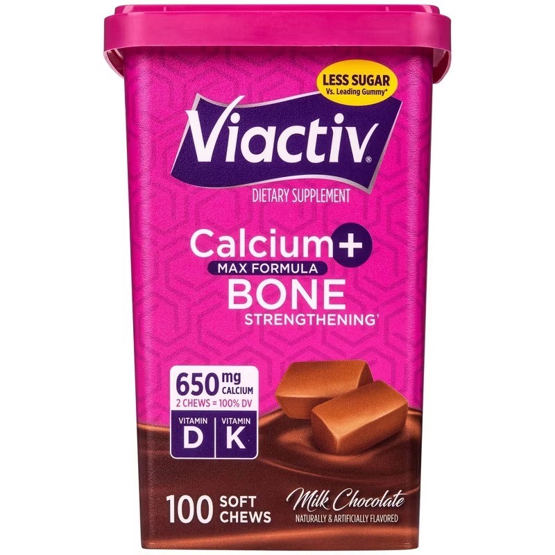 Viactiv Calcium Supplement Plus Vitamin D Soft Chews – Milk Chocolate – 100ct