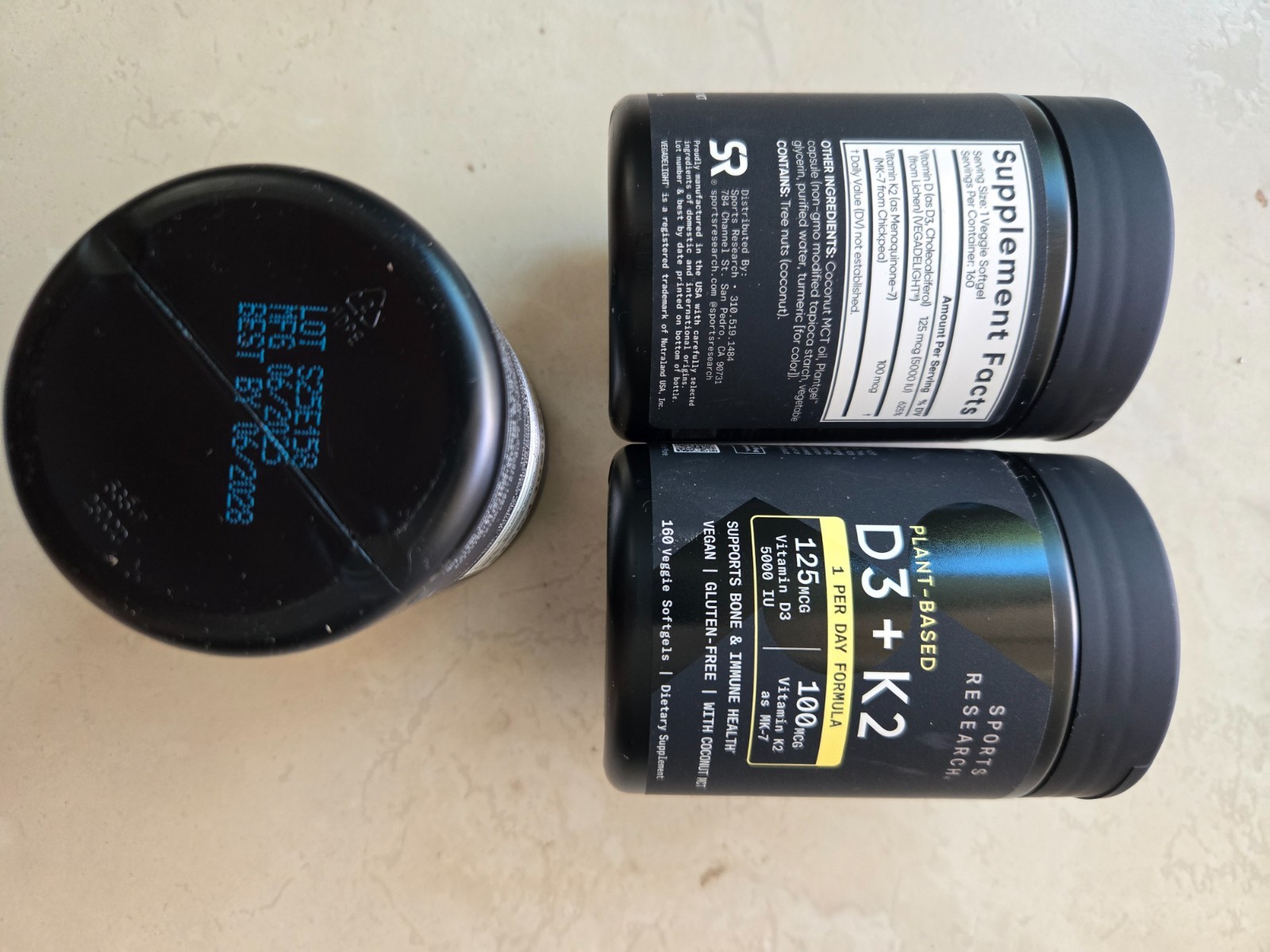 Sports Research D3 + K2, 160 Veggie Softgels 125MCG Vitamin D3 100MCG Vitamin K2