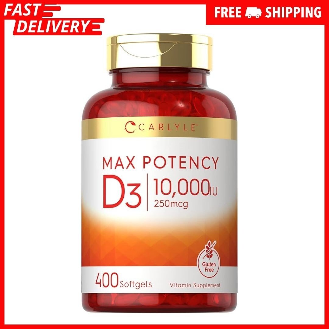 Vitamin D3 10000 IU 400 Softgels | Value Size | Max Potency | by Carlyle