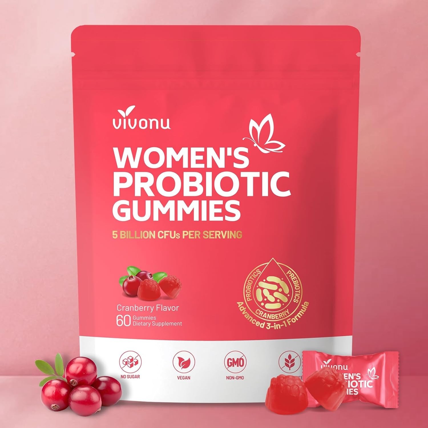 VivoNu Vaginal Women Probiotic Feminine Balance pH Gummies for Healthy Odor Y…
