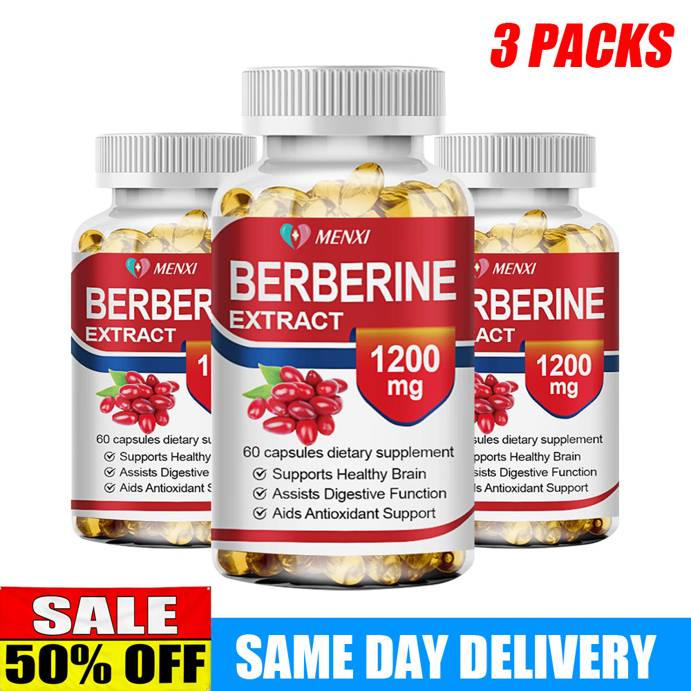 (3 Bottles) Berberine HCl 1200mg – High Potency Berberine – Blood Sugar Support