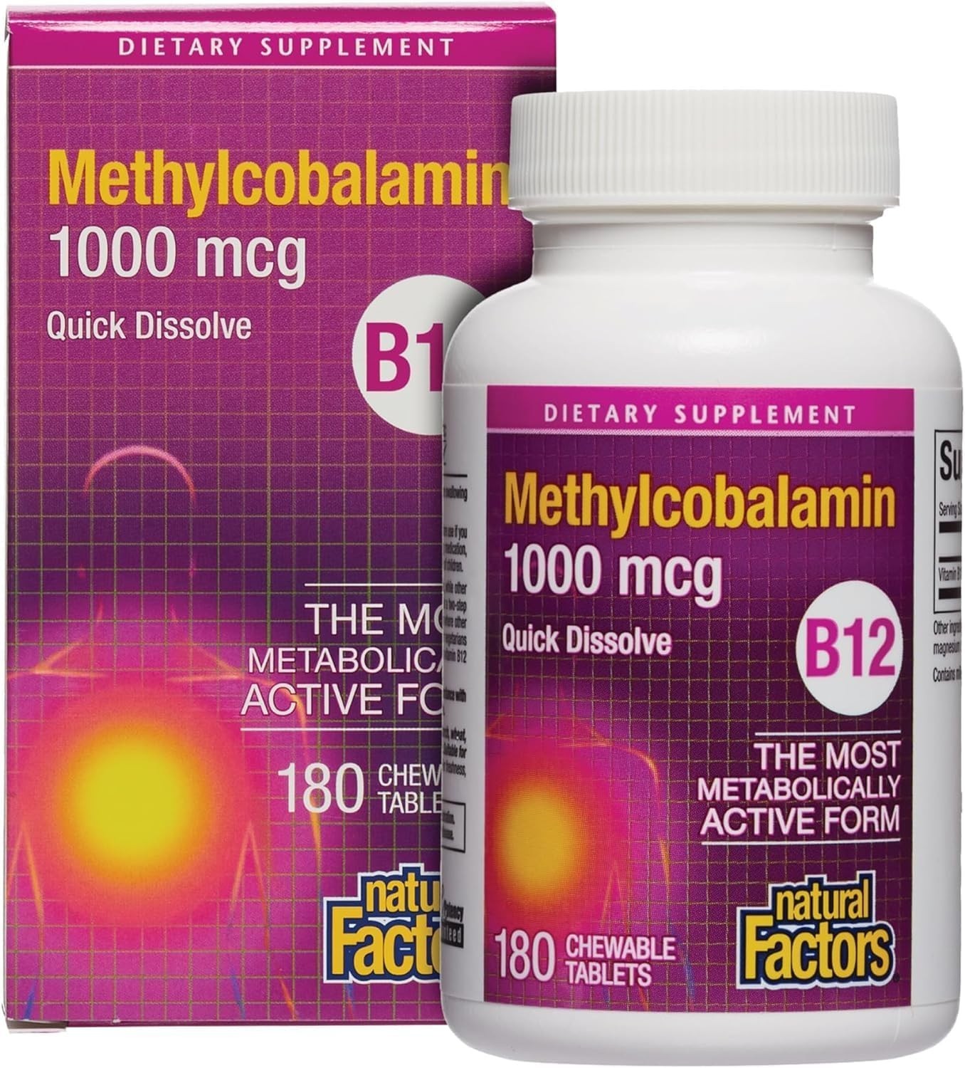 Vitamin B12 1000 mcg Methylcobalamin, 180 Chewable Tablets