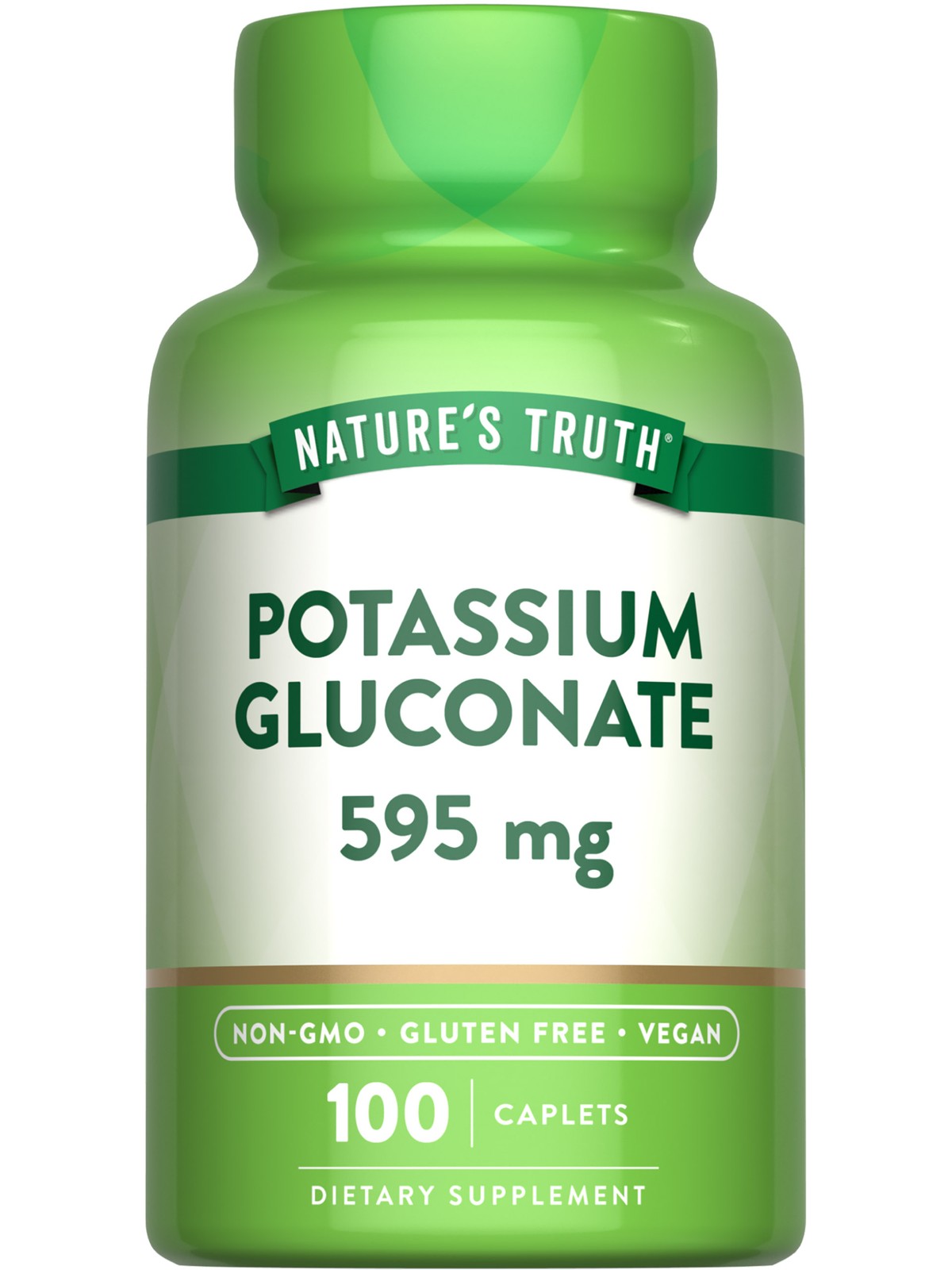 Potassium Gluconate 595mg | 100 Caplets | Vegan, Non-GMO | by Nature’s Truth