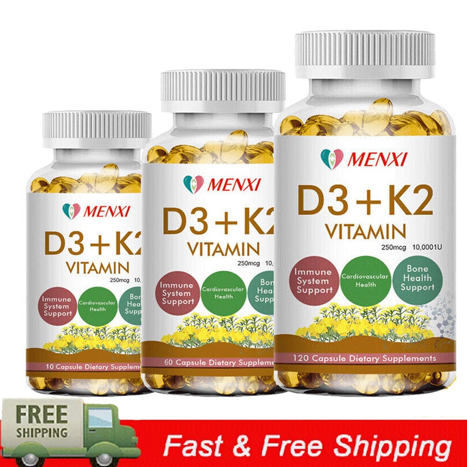 Vitamin D3 10000 IU + K2 MK7 250mcg tablets Immune support strong bones 10-120Pc
