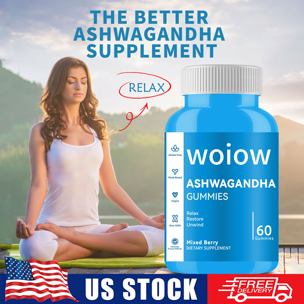 WOIOW 3PCS Nutrition Ashwagandha Gummies Mixed Berry 60 Count Gummies