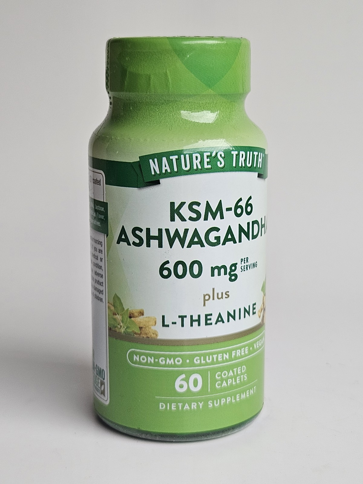 Ashwagandha KSM-66 | 60 Caplets | with L-Theanine | Non-GMO | by Nature’s Truth