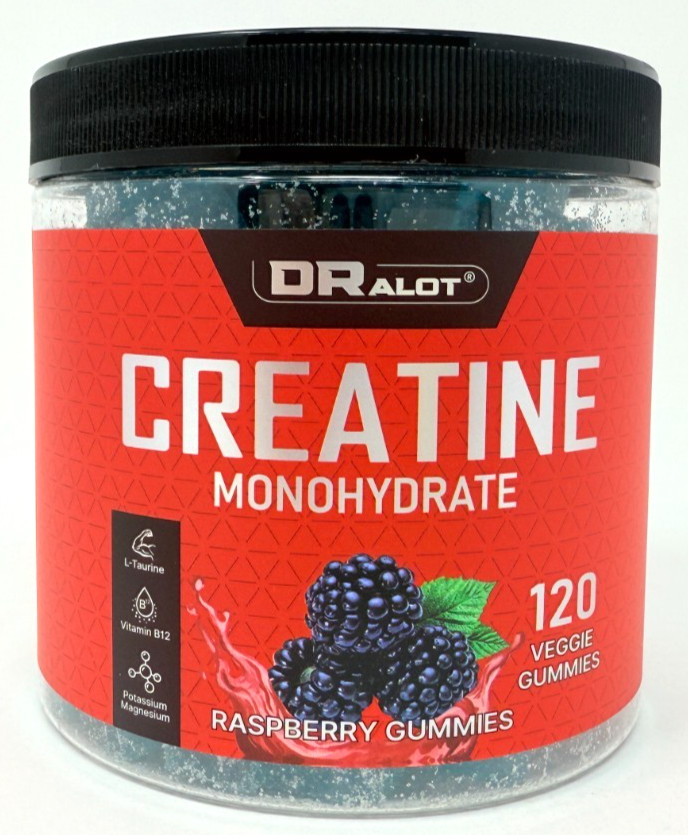 DrAlot Creatine Monohydrate 120 Veggie Gummies Raspberry Flavor EXP: 7/2027
