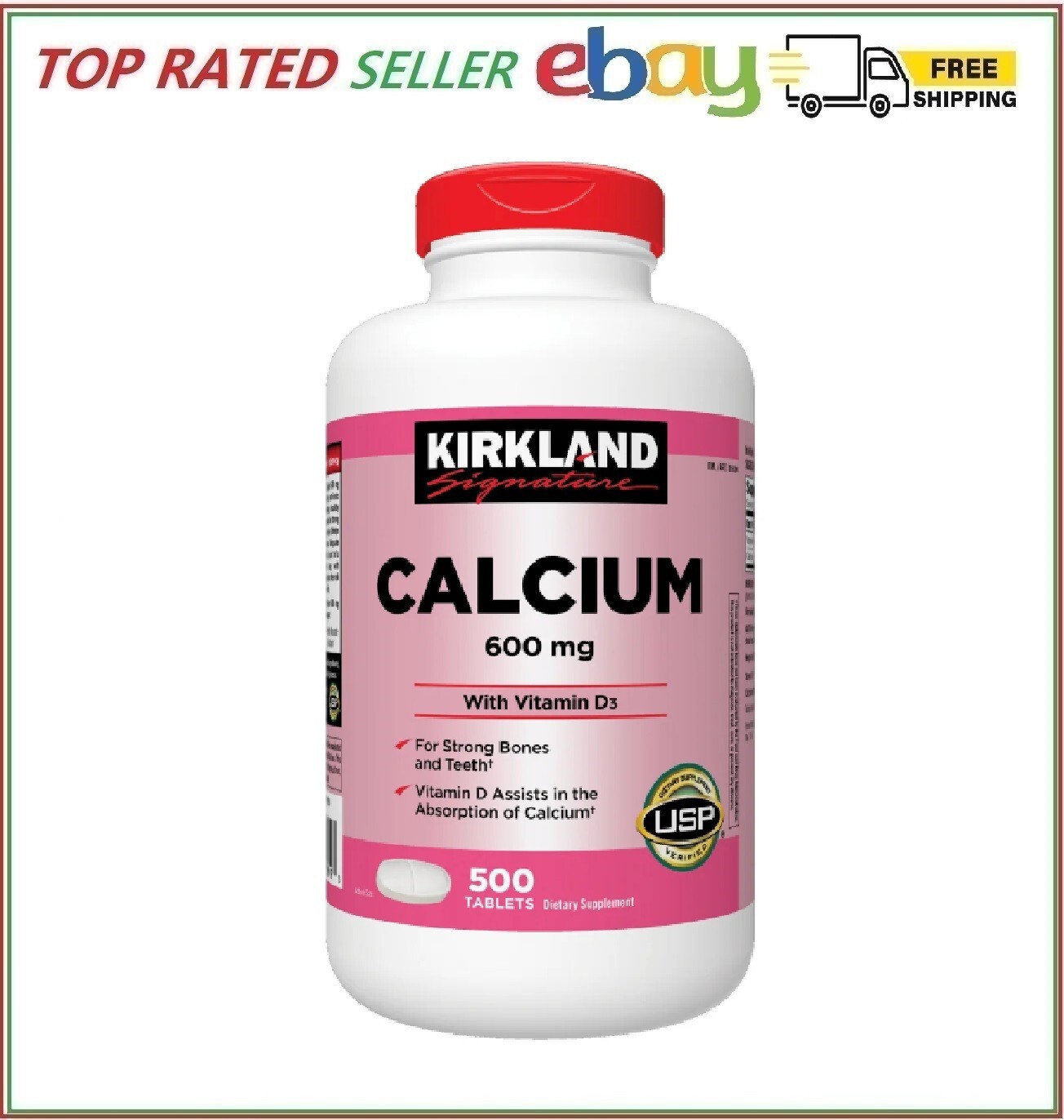 New Kirkland Signature Calcium 600 mg. with Vitamin D3, 500 Tablets